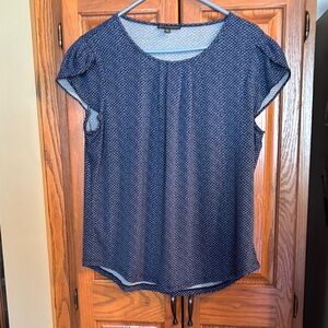 Adrianna Papell Textured Navy Blouse